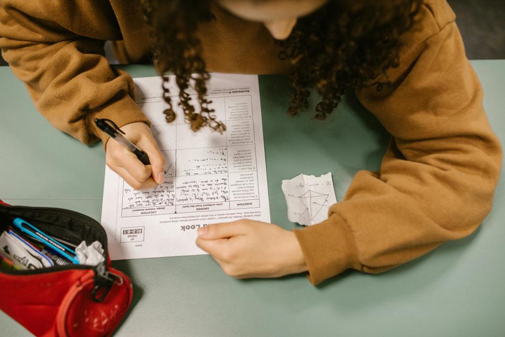 A woman taking a test