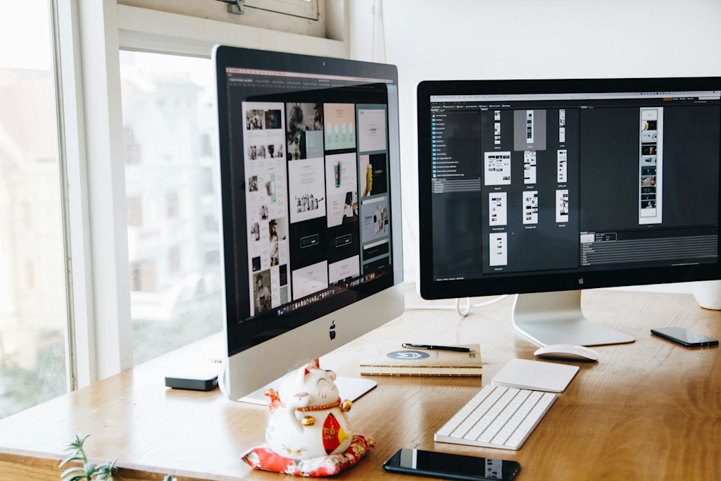 Two desktop monitors side by side