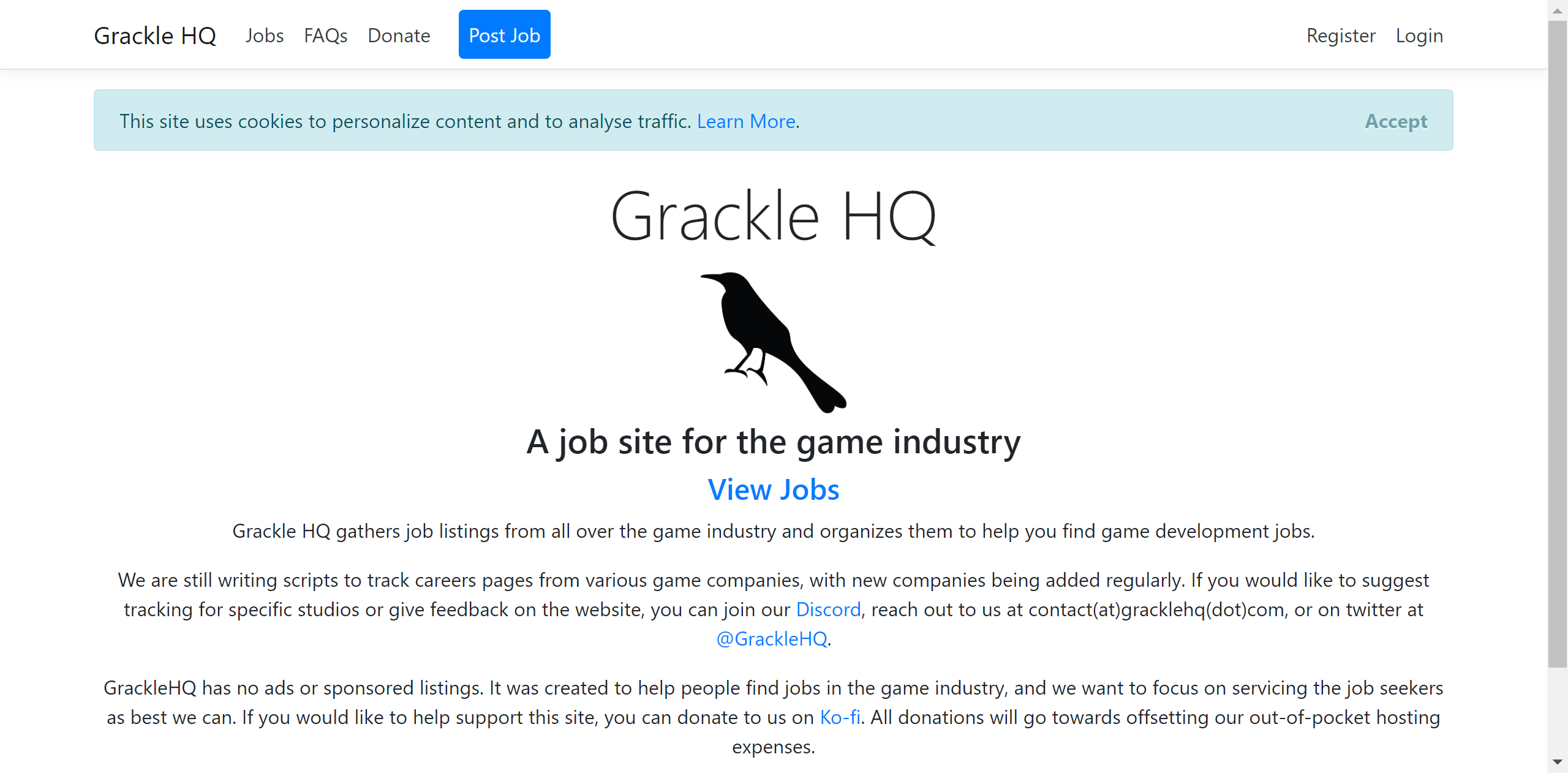 Grackle HQ homepage screenshot