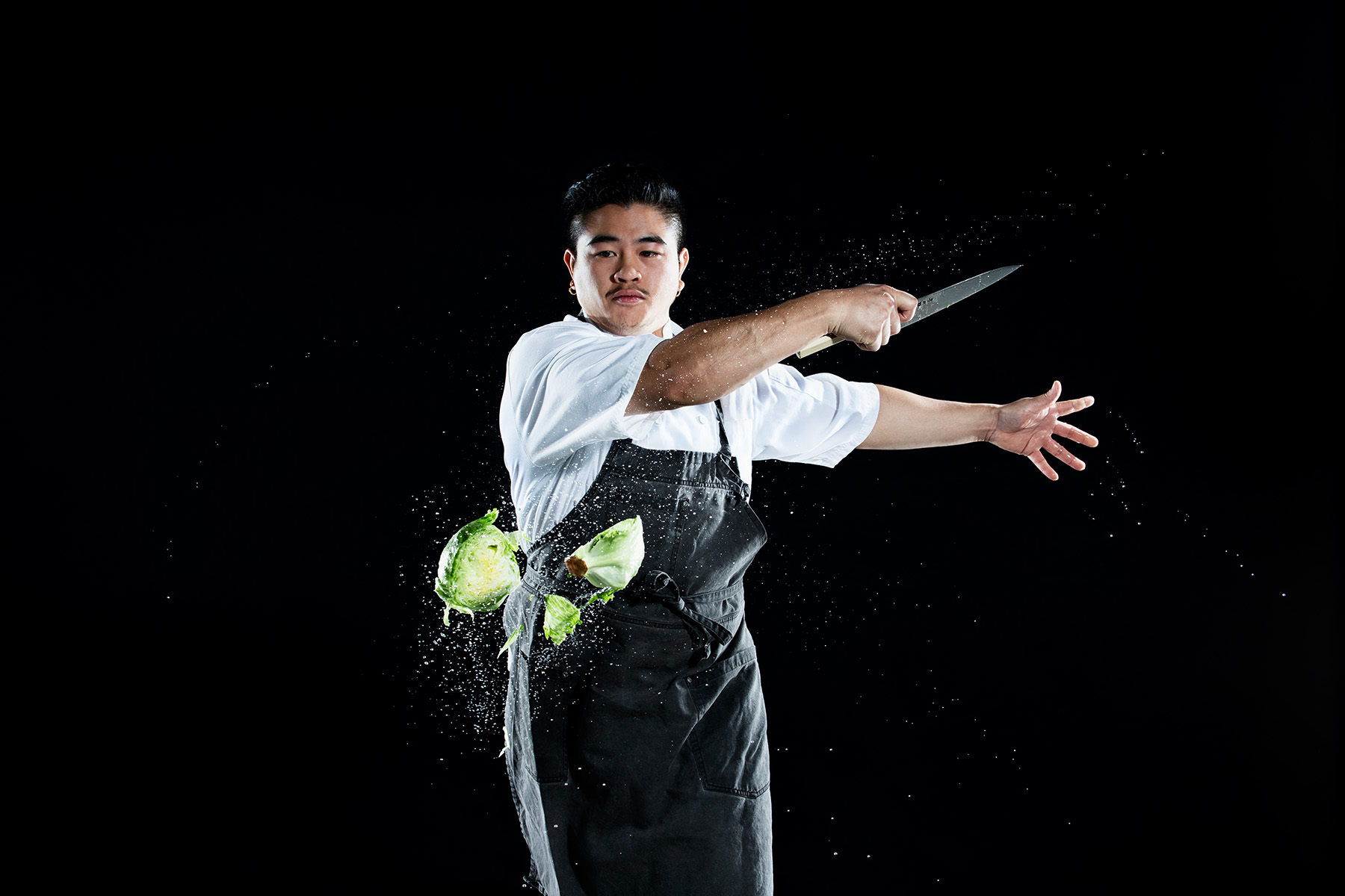 sharp knife stop action freeze motion canon profoto chef cook Las Vegas Herringbone wow