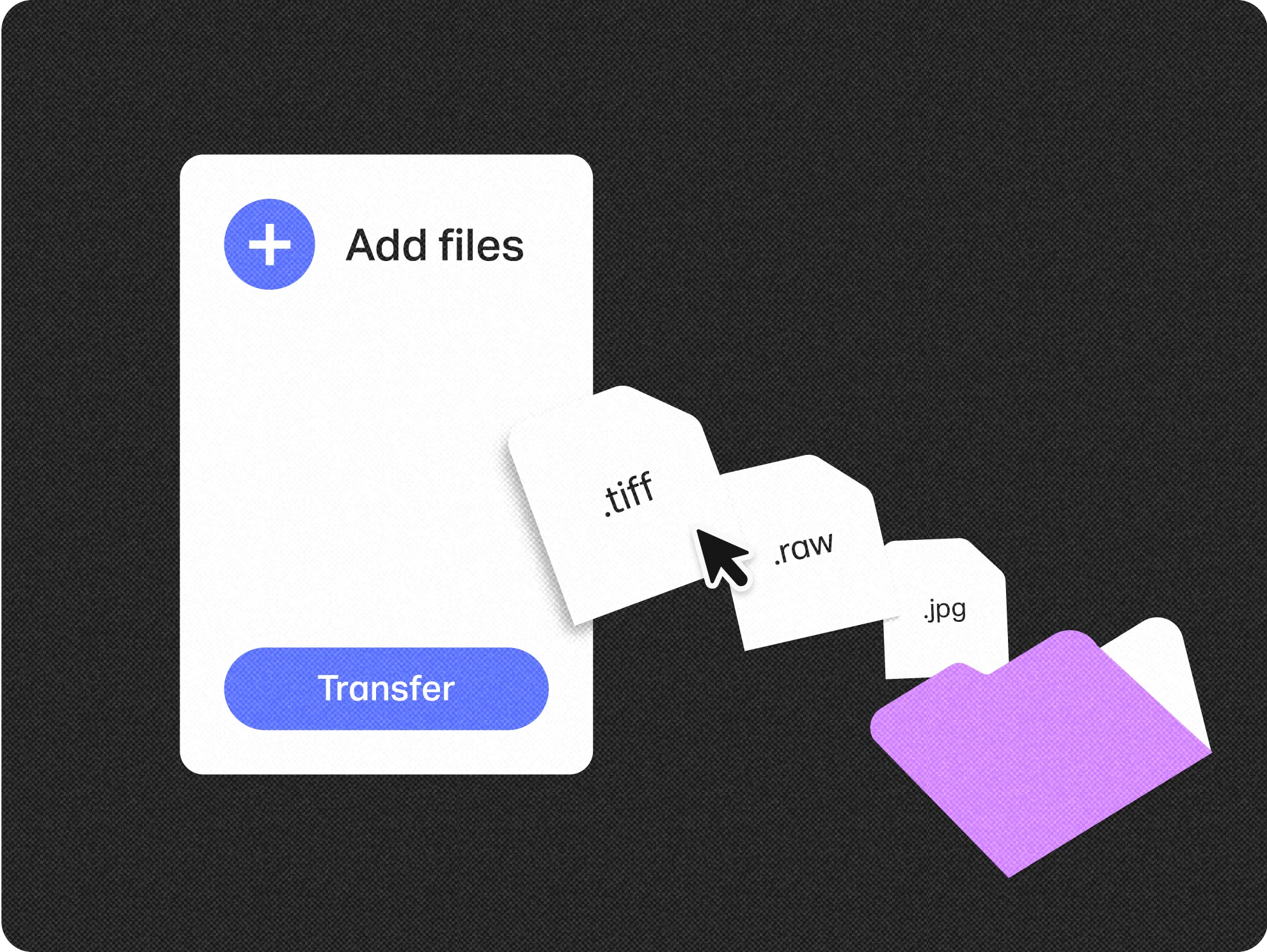 UI demonstrating different file types accepted 