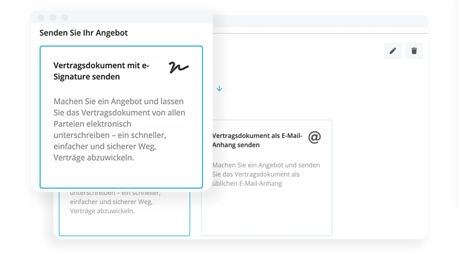 Elektronische Signatur Vertragsdokument senden