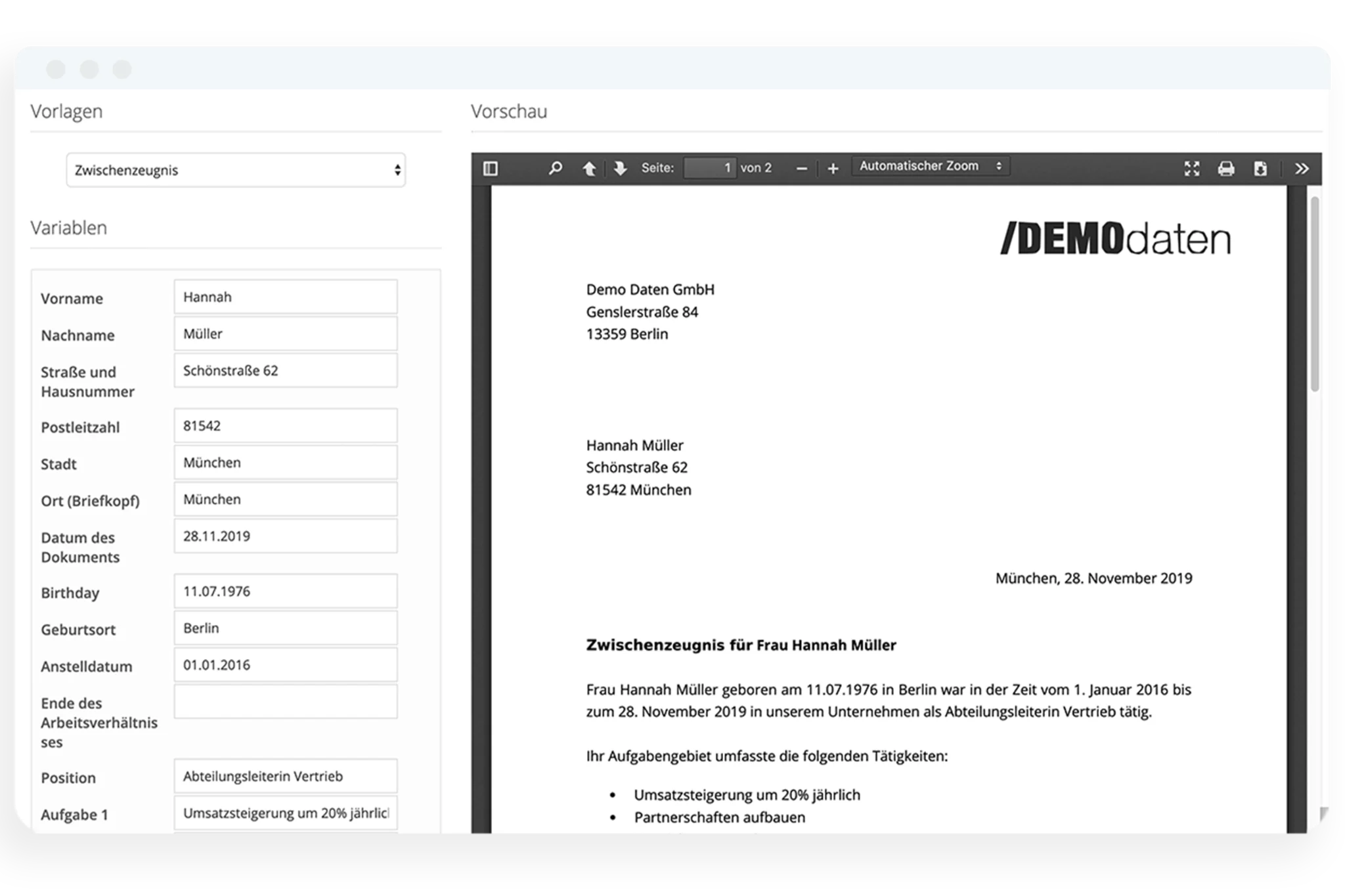 Templates Document Preview