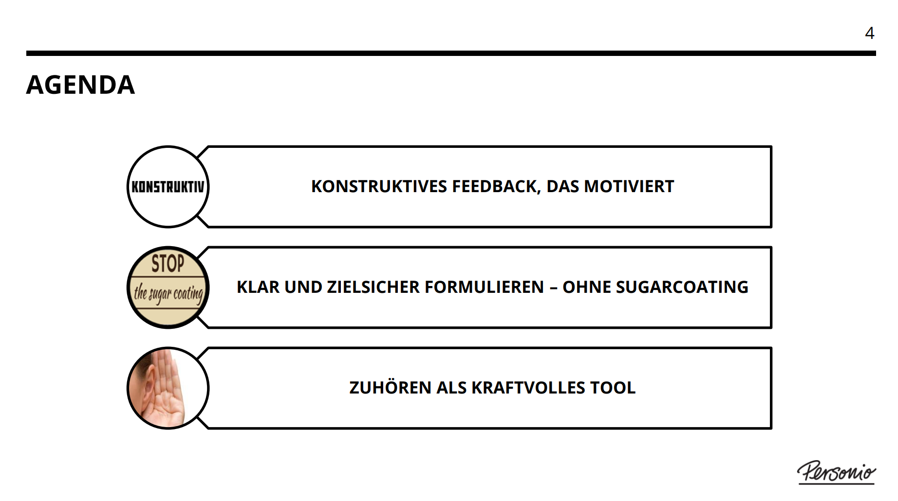 Die Agenda vom Webinar Feedback geben von Personio