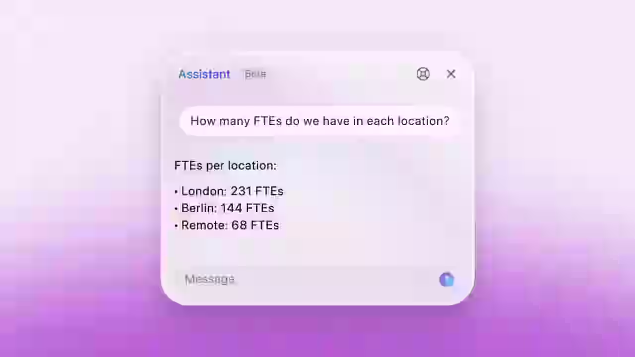 Image of Personio Assistant answering the question: How many FTEs do we have in each location?