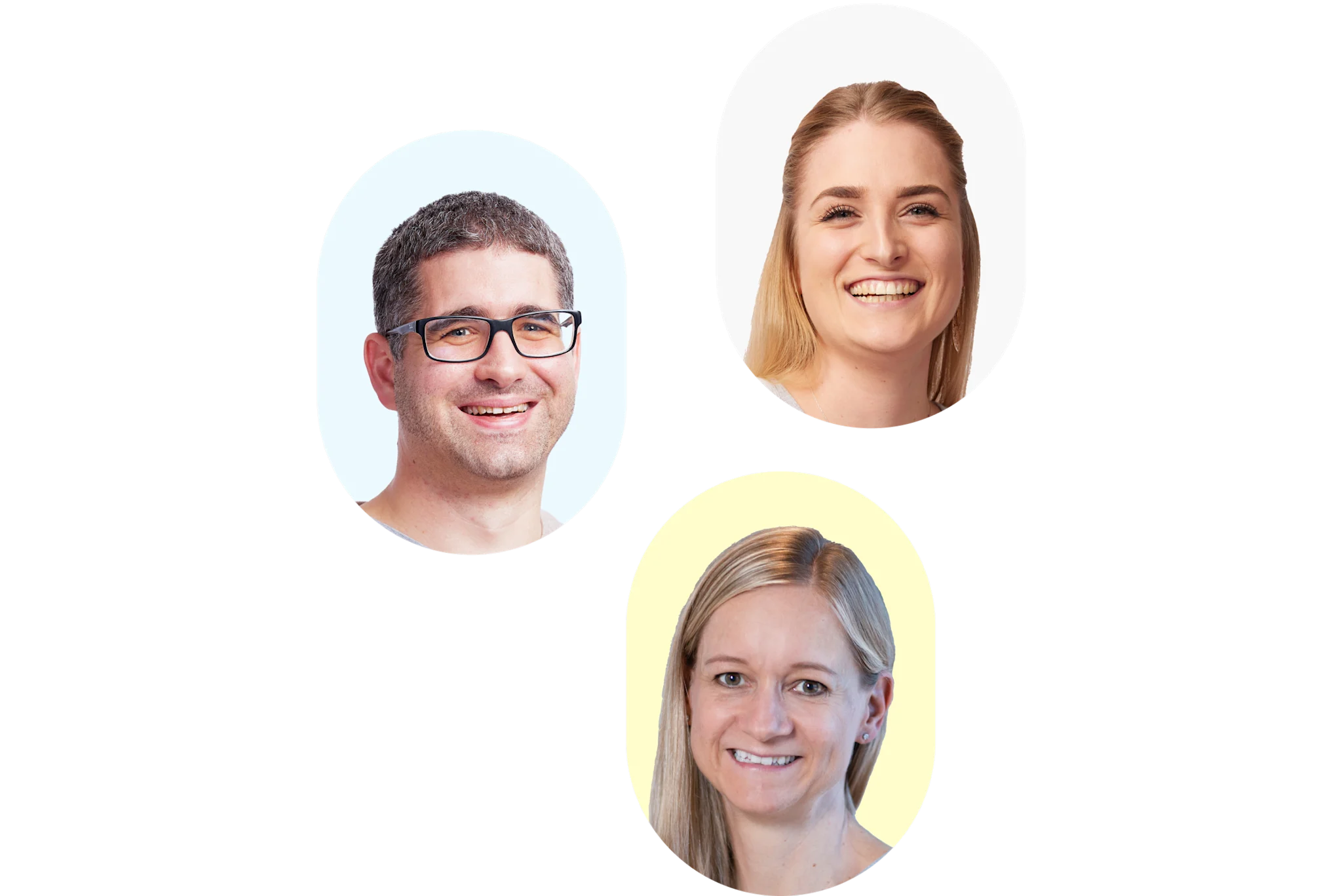 Three headshot portraits in a group