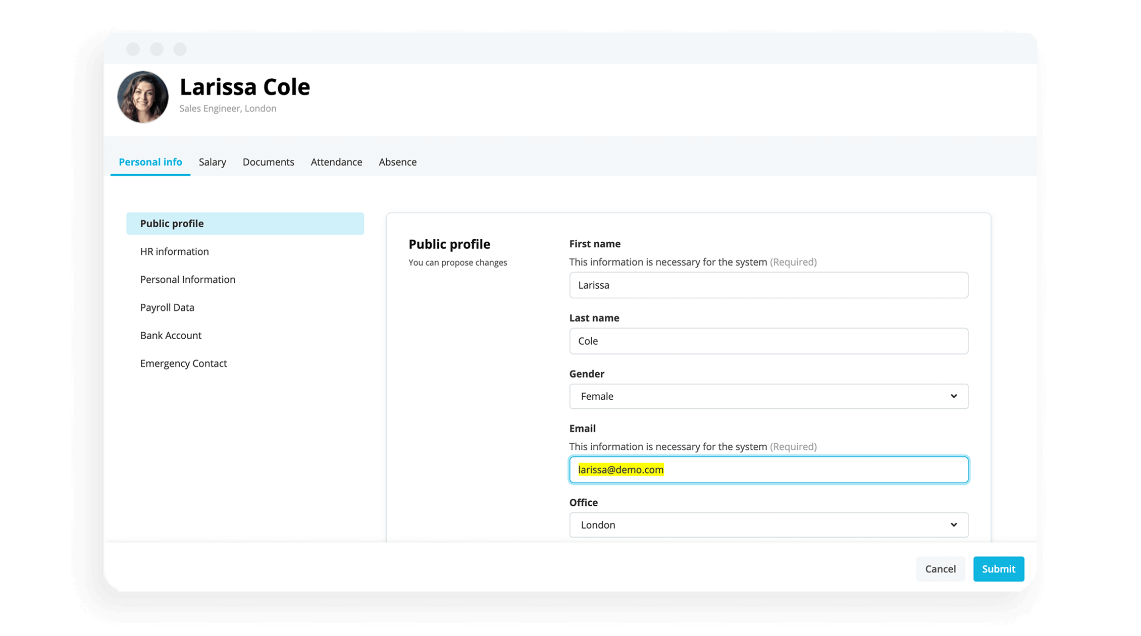 Employee Self Service Profile Data