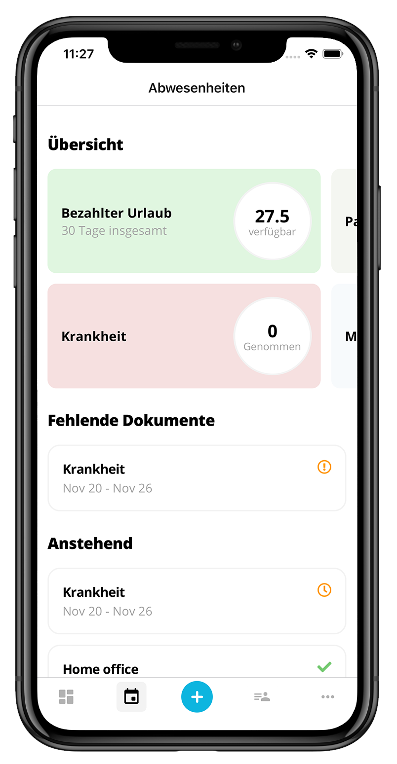 Personio App Abwesenheiten Dashboard