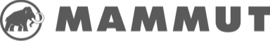 Logo van Mammut met een grijze mammoet in een cirkel en de merknaam eronder in grijze letters.
