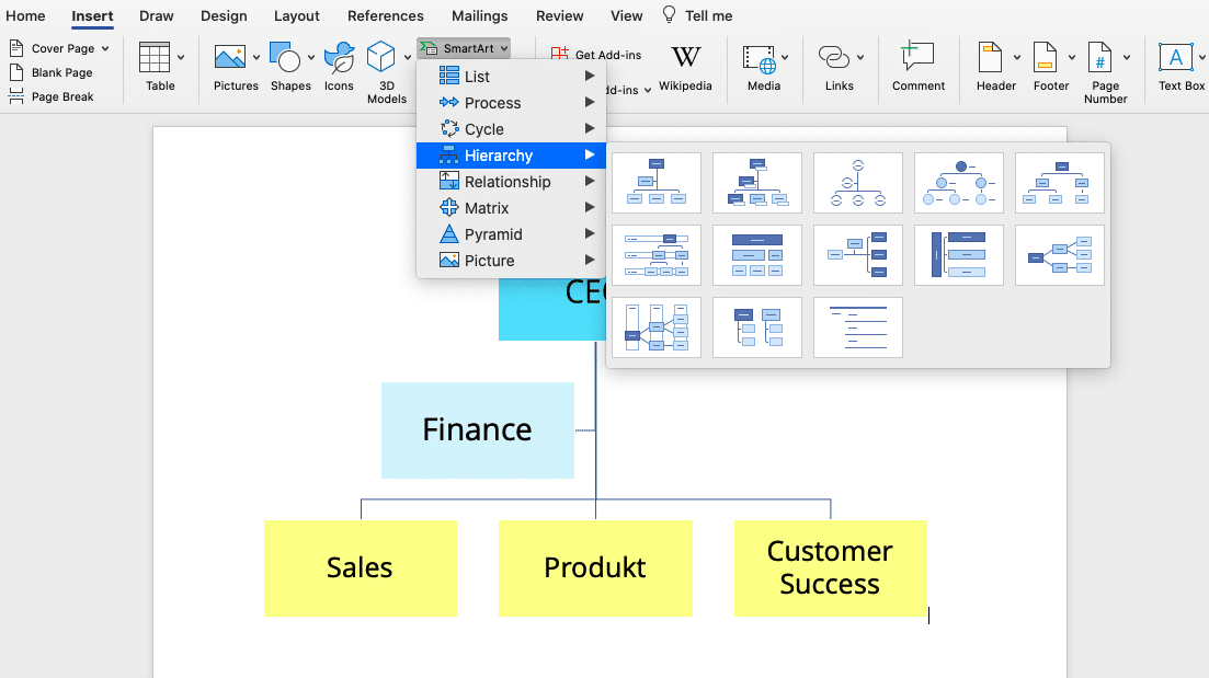 Organigramm erstellen Word