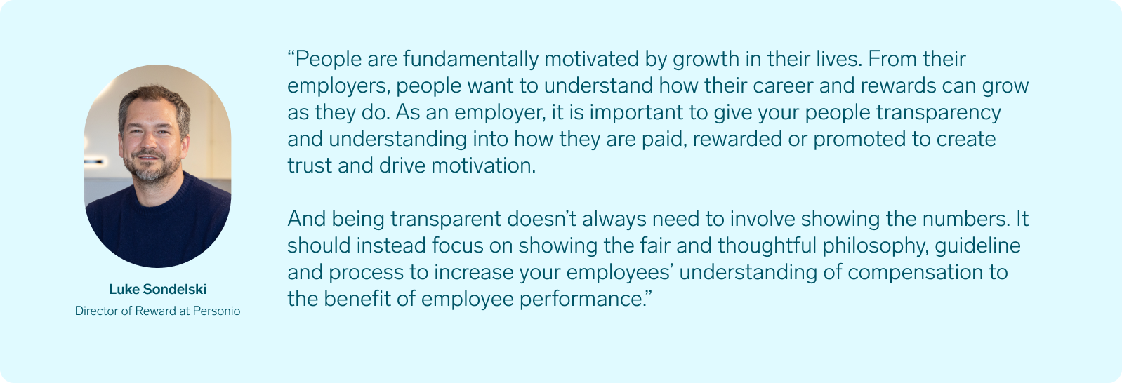 Quote from Luke Sondelski, Director of Reward at Personio.