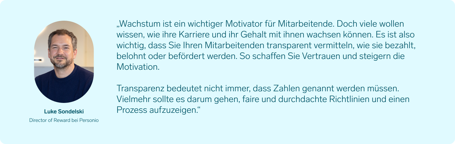 Zitat von Luke Sondelski, Director of Reward bei Personio.