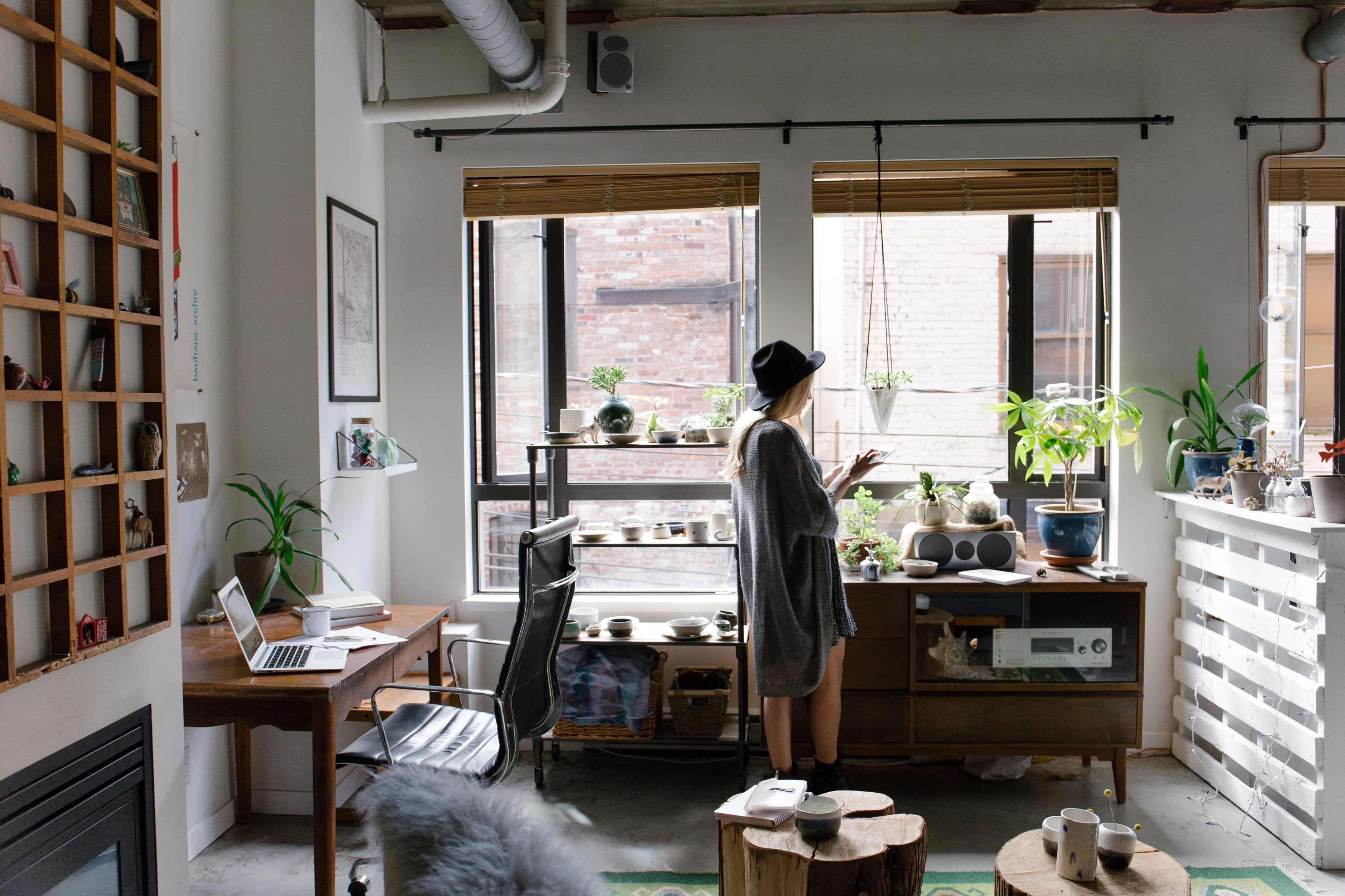 Girls at home office 