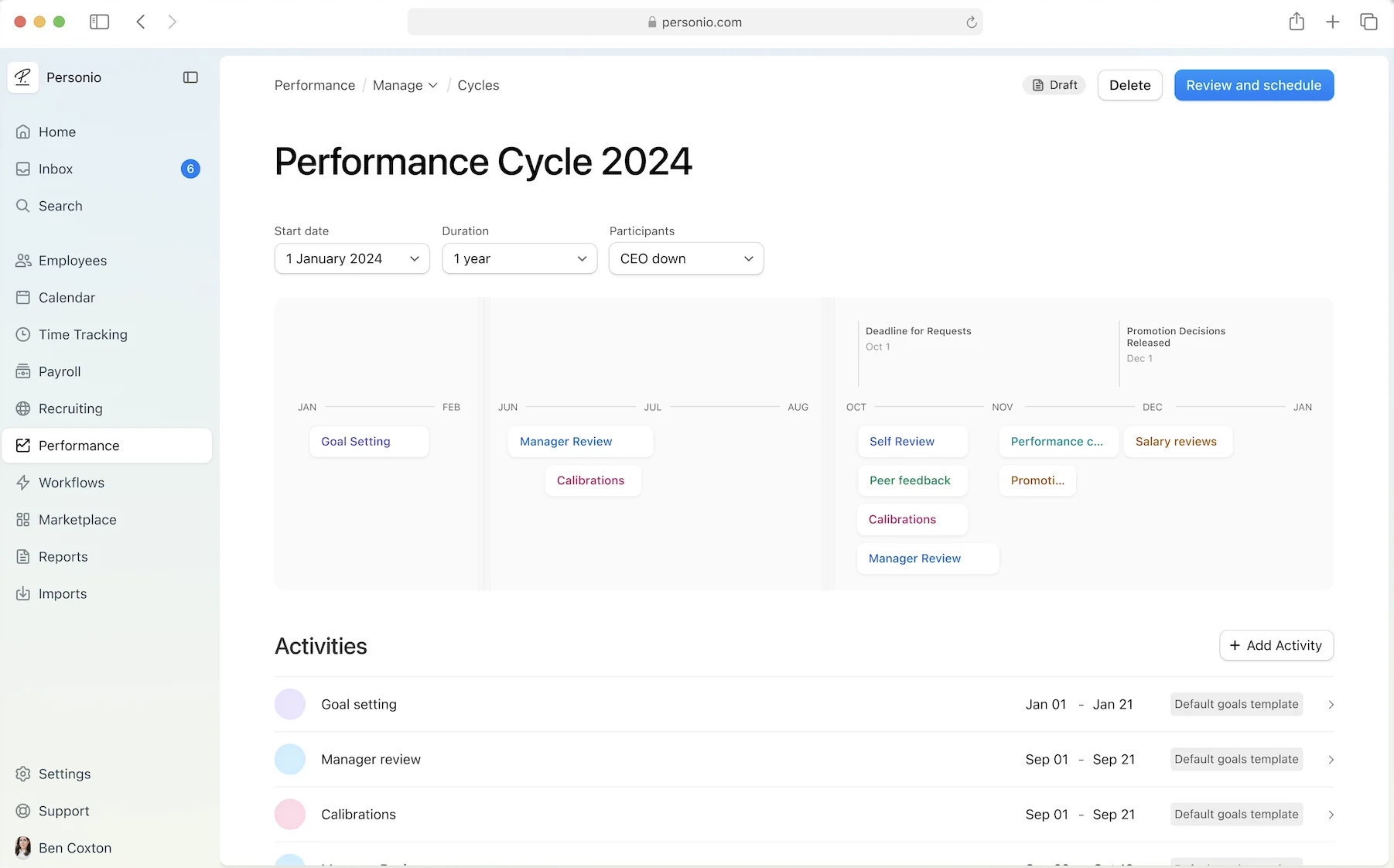 personio 360 review cycle software