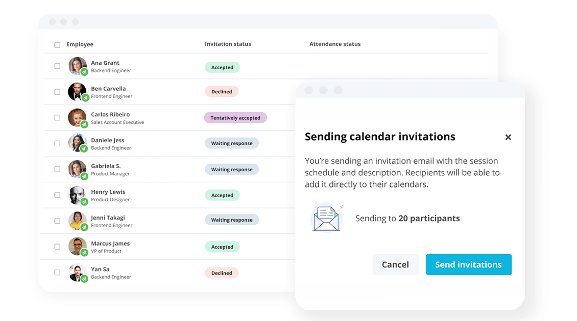 Training Management Calendar Invite