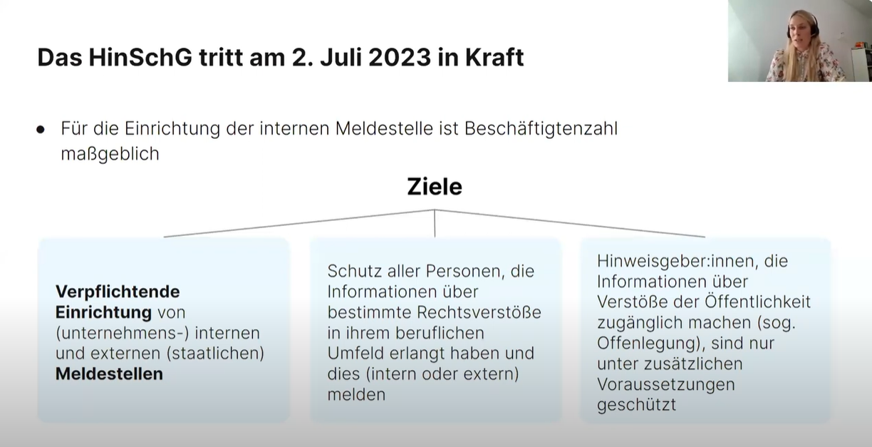 Auszug aus dem Webinar Hinweisgeberschutzgesetz und Auswirkungen für HR und Unternehmen