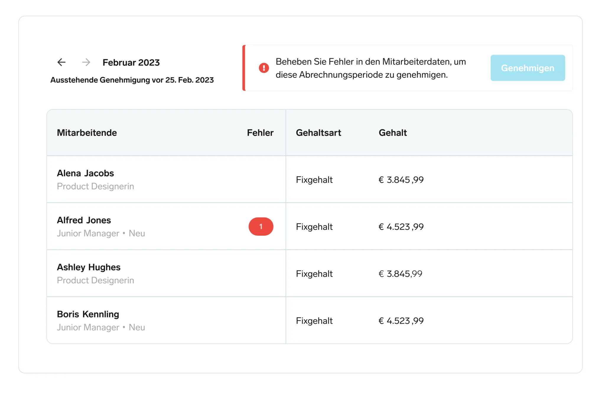 Vorbereitende Entgeltabrechnung Vorschau