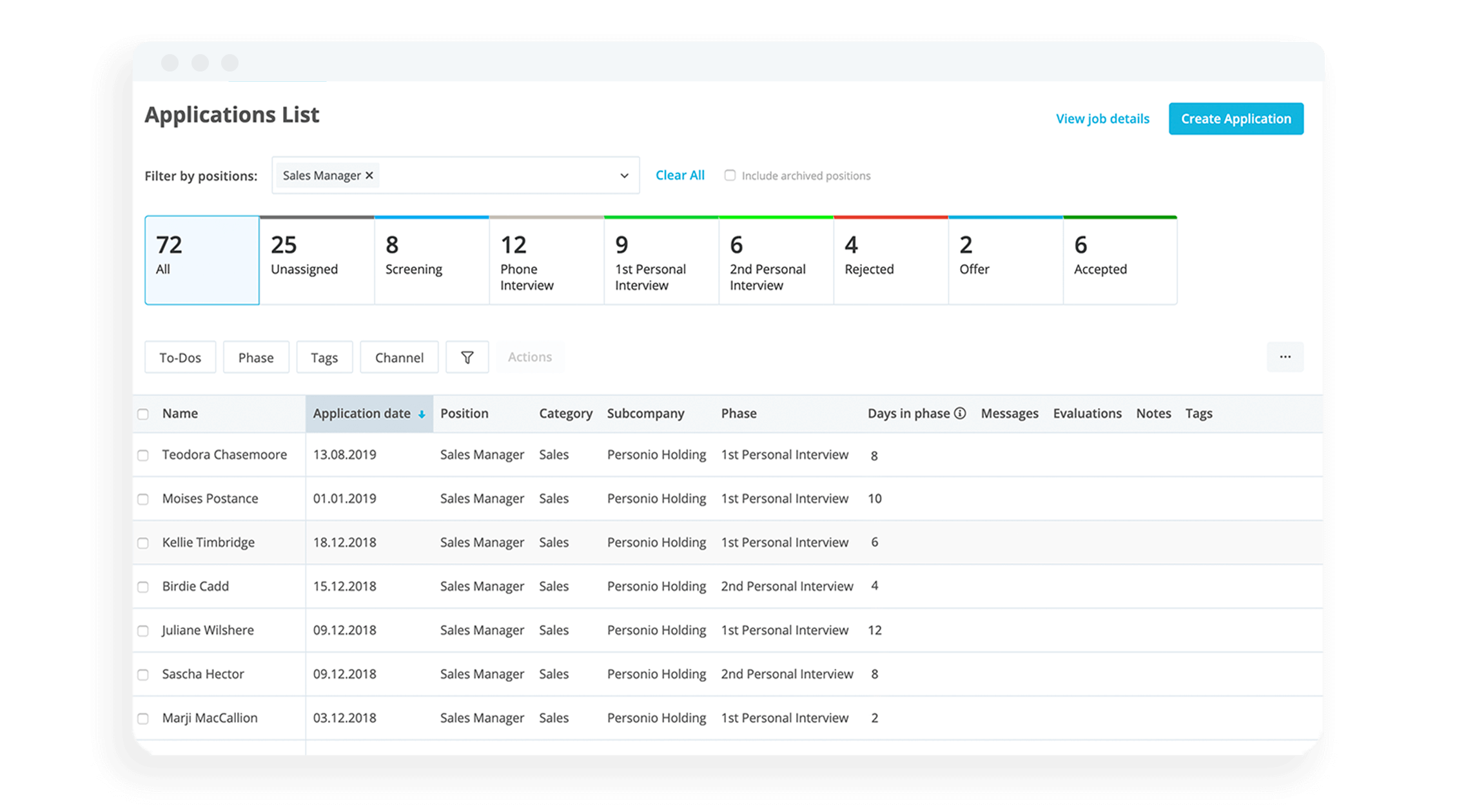 Personio applicant tracking system recruitment software