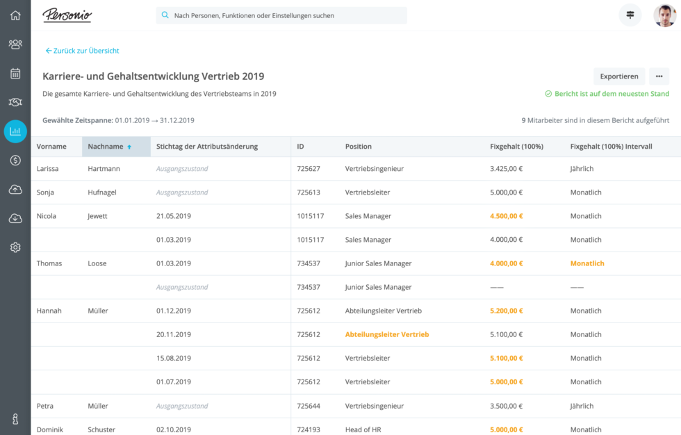 Custom Reports Karriere und Gehaltsentwicklung