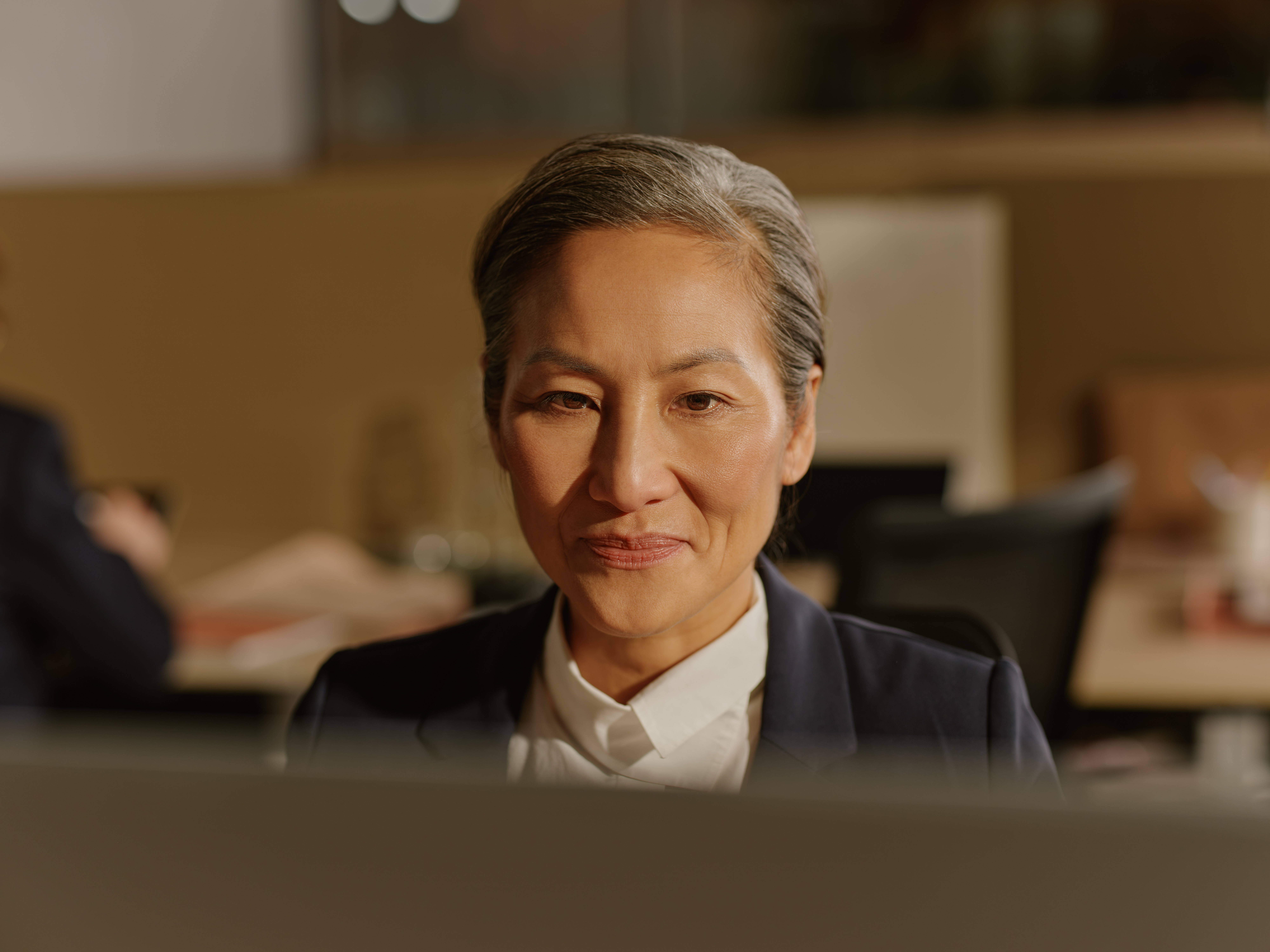 Recruiter looking at computer