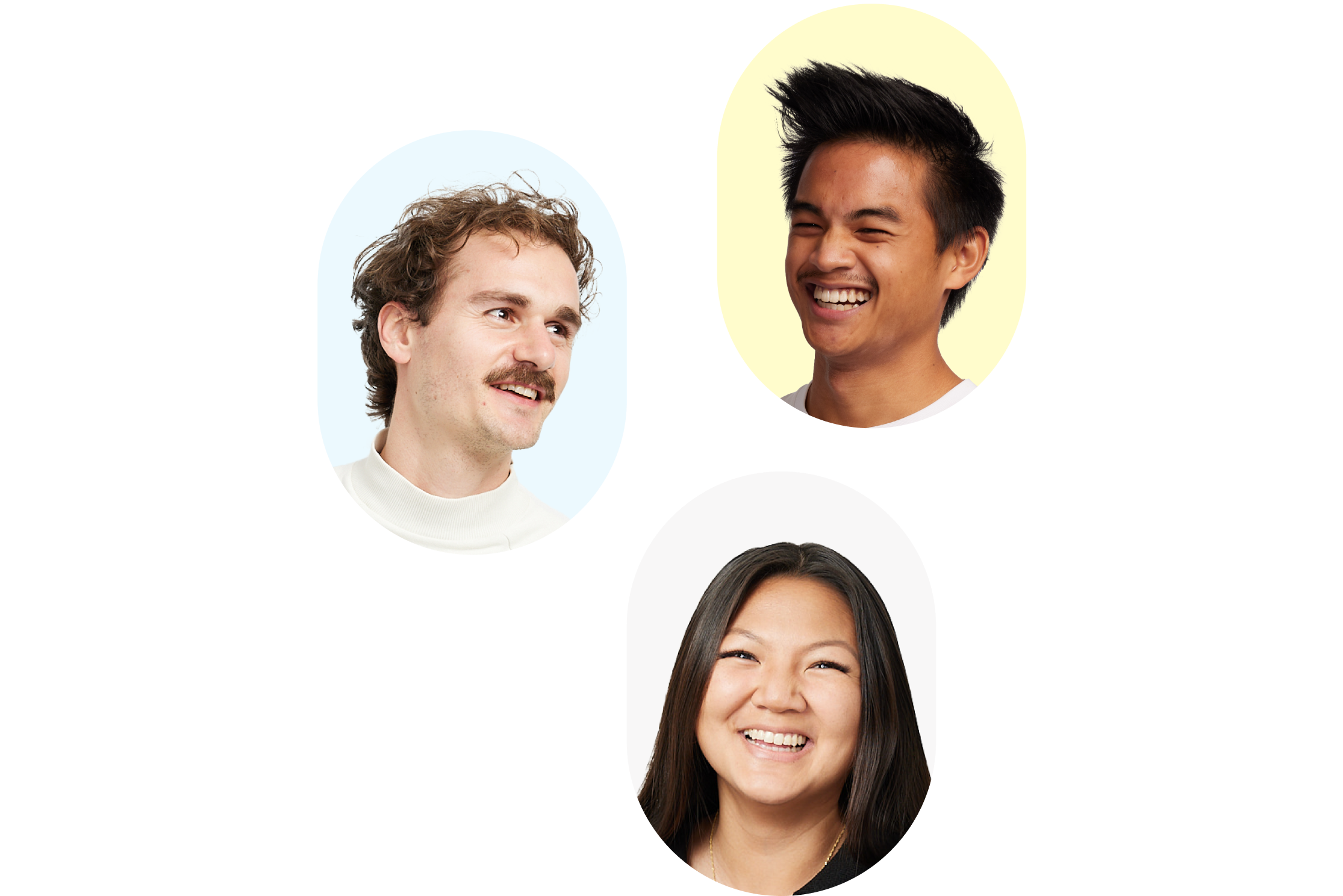 Three headshot portraits in a group