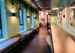 Bright Open Hallway with Seating