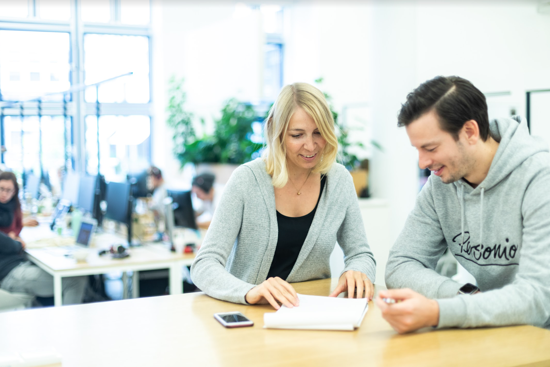 employees engaging in upskilling training