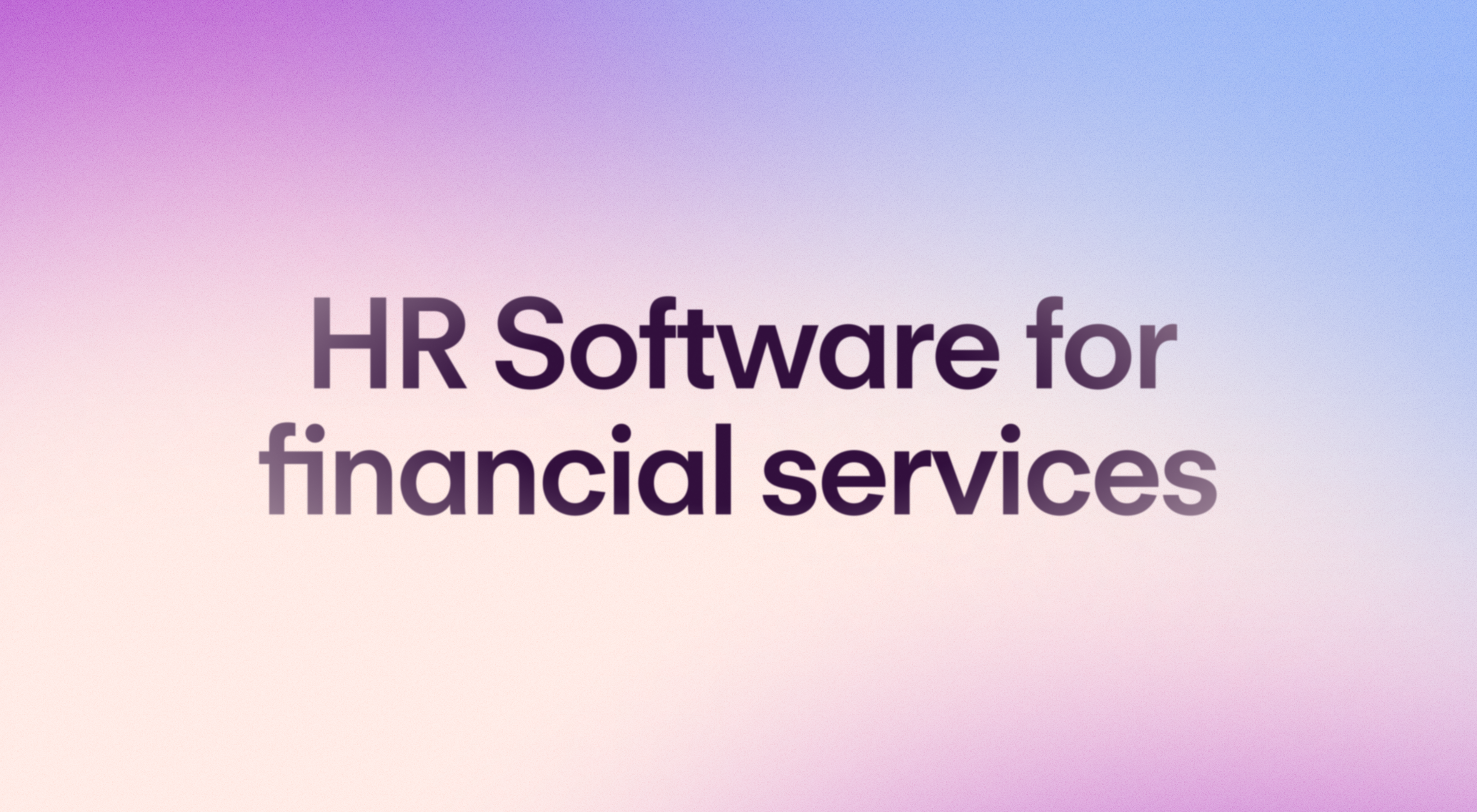 Personio logo on a purple-blue gradient background with text reading HR Software for financial services.