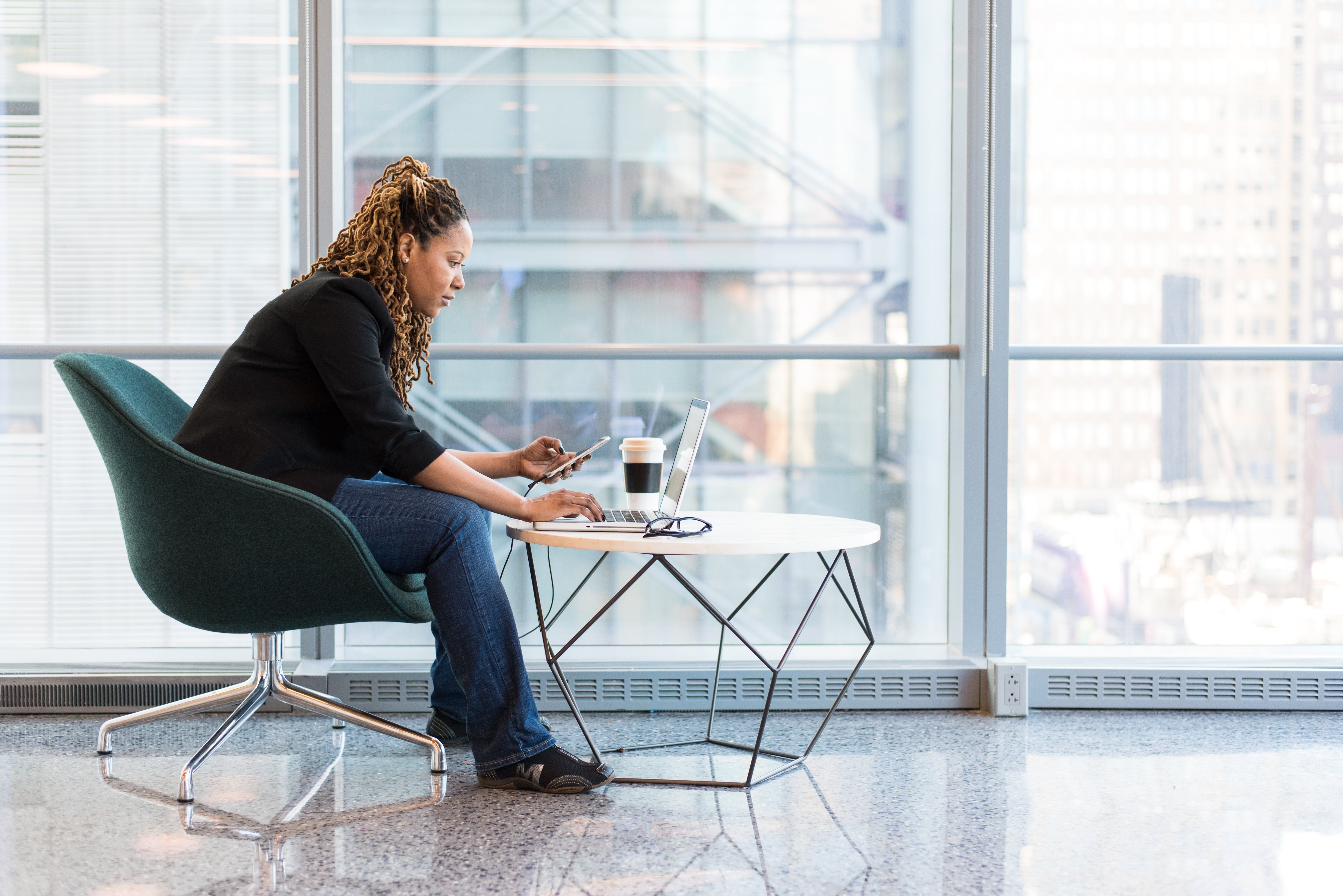 person using business tools at work