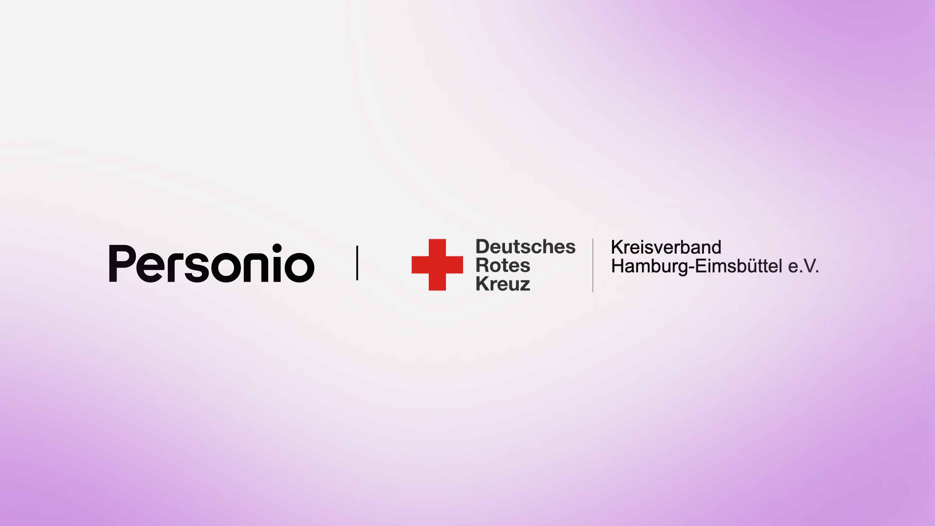 Logos von Personio und DRK Kreisverband Hamburg-Eimsbüttel e.V. auf lila-weißem Hintergrund.