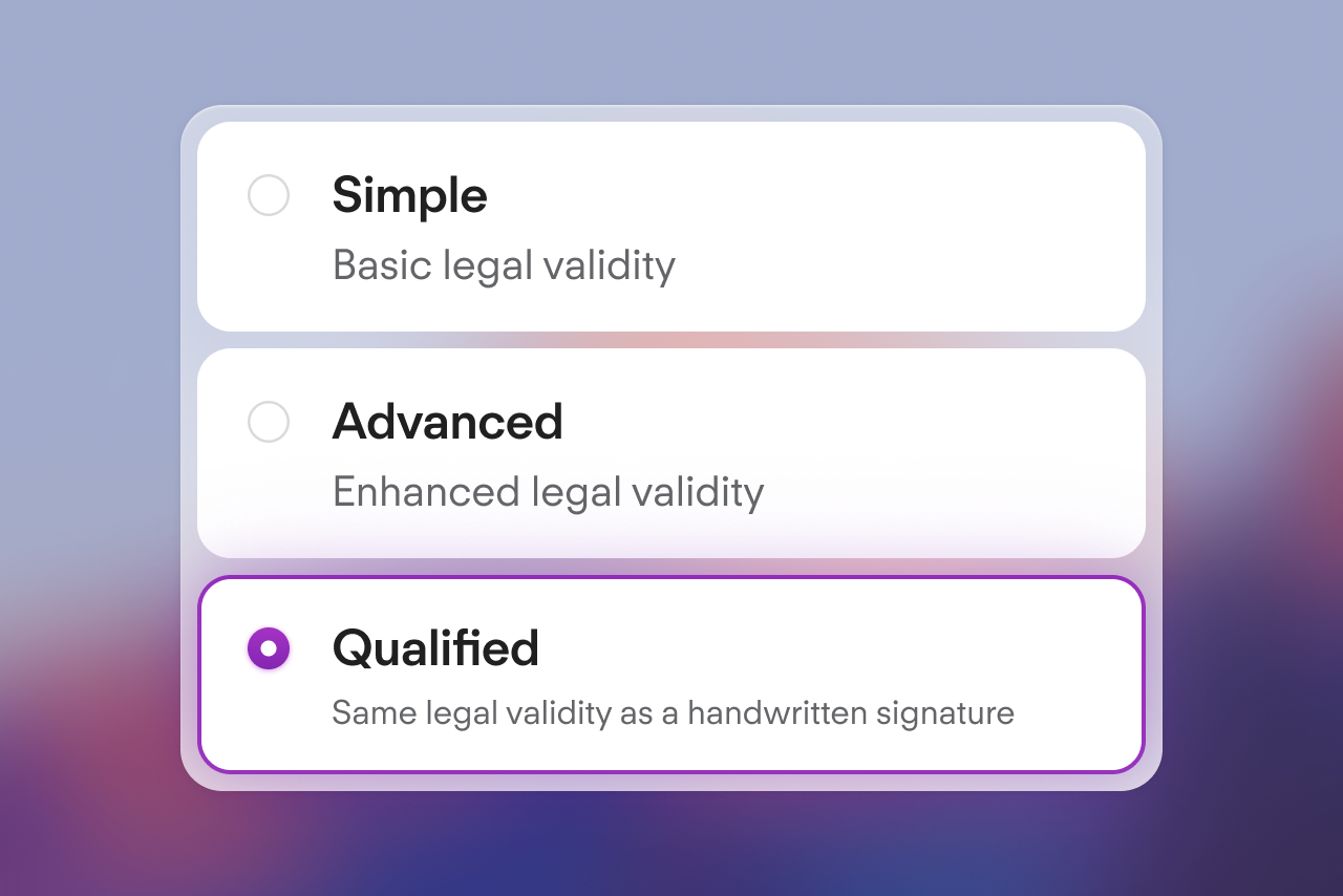 Signature options shown with QES highlighted