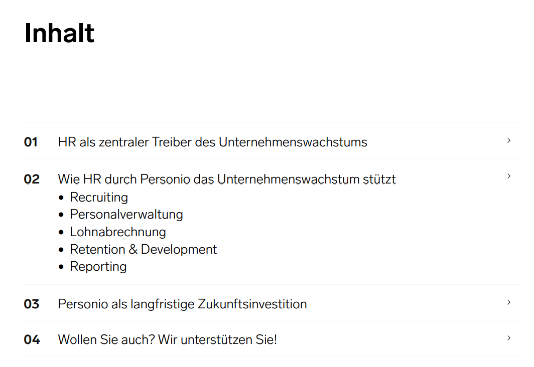 Whitepaper mit dem Titel 'HR-Lösung für wachsende Unternehmen', dargestellt mit professionellem Layout auf einem Dokument