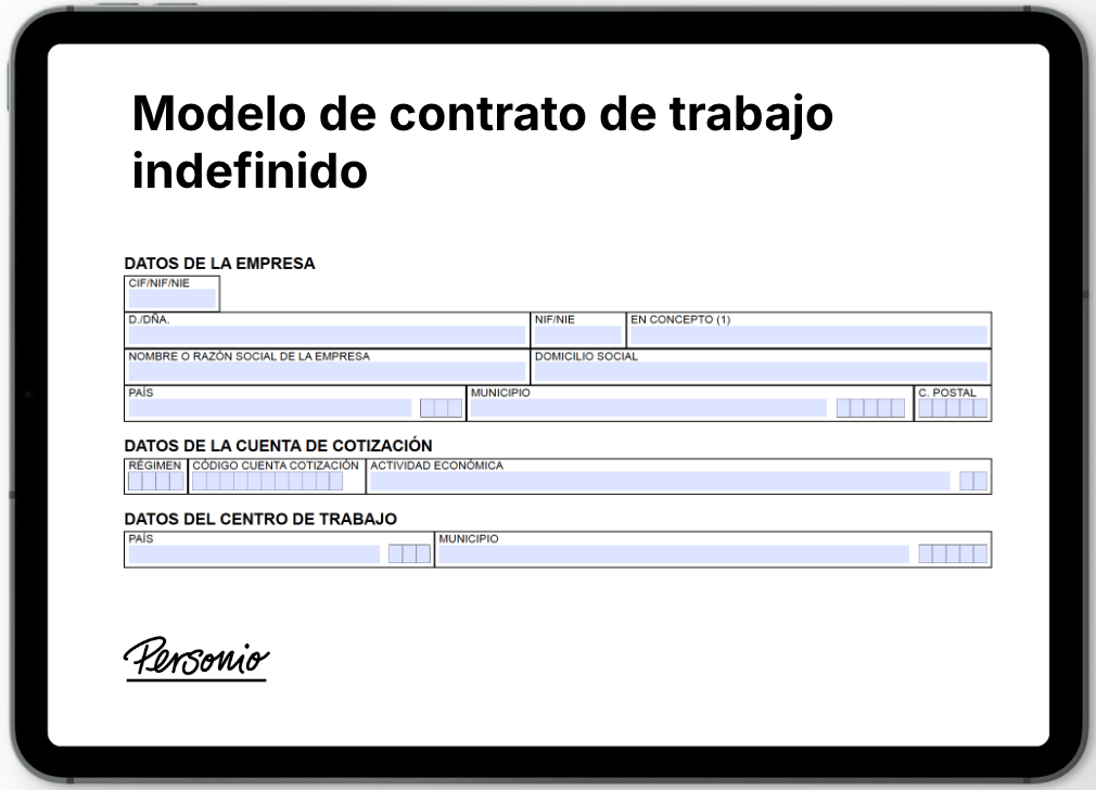 Modelo contrato indefinido