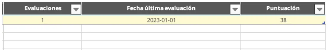 plantilla de evaluación del desempeño en Excel 