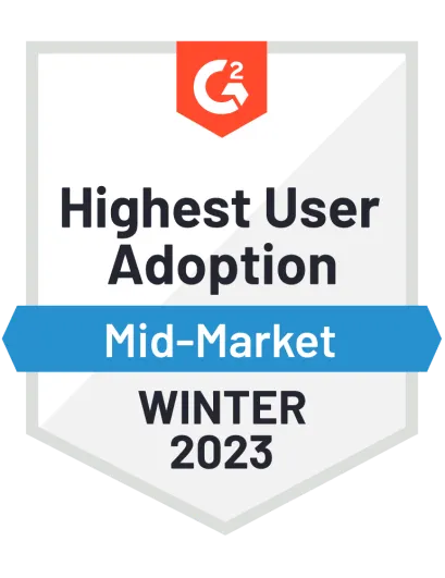 G2 Highest User Adoption Mid-Market Winter