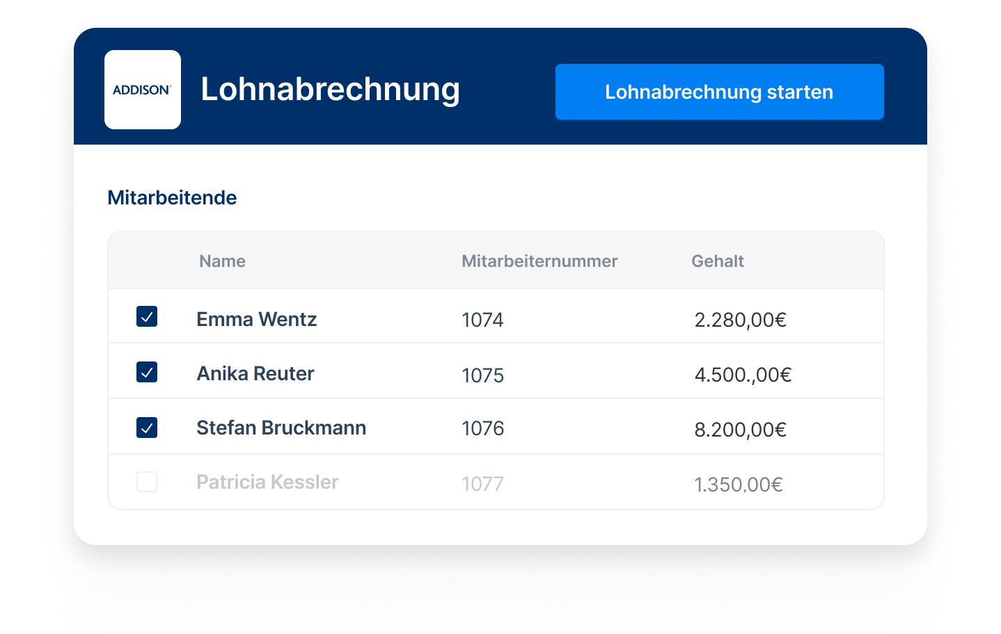 Lohnabrechnung in Addison durchführen