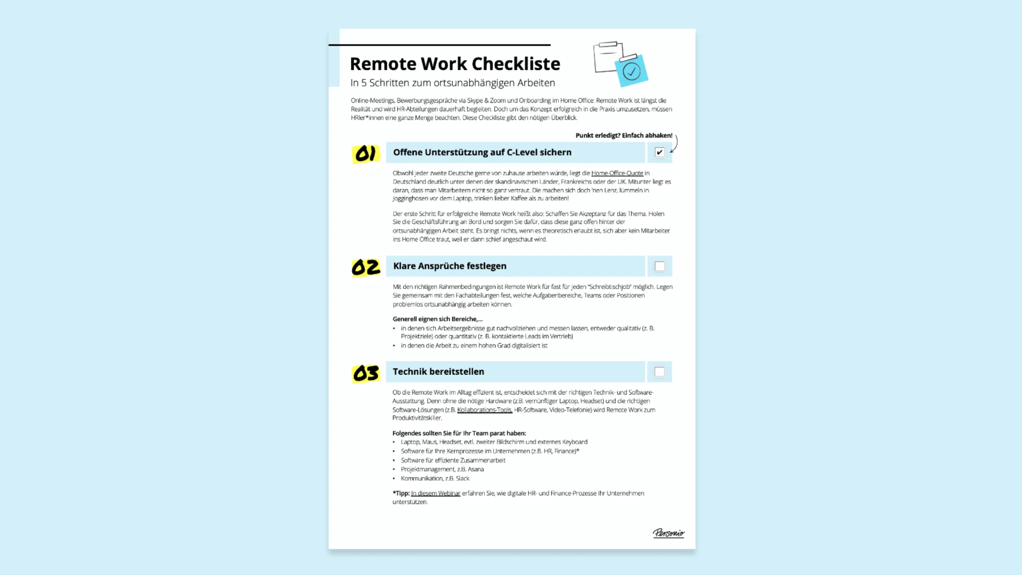 Remote Work Checkliste