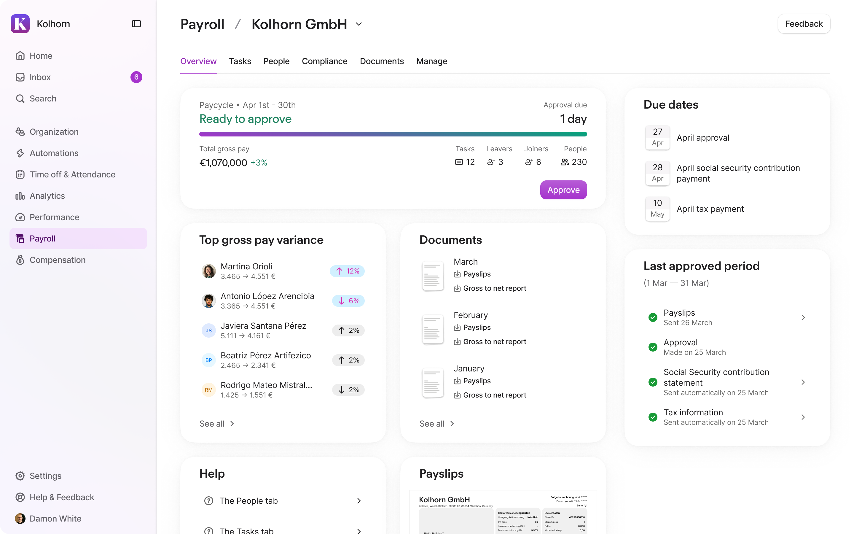 Personio Payroll - Alle Daten auf Anhieb korrekt.