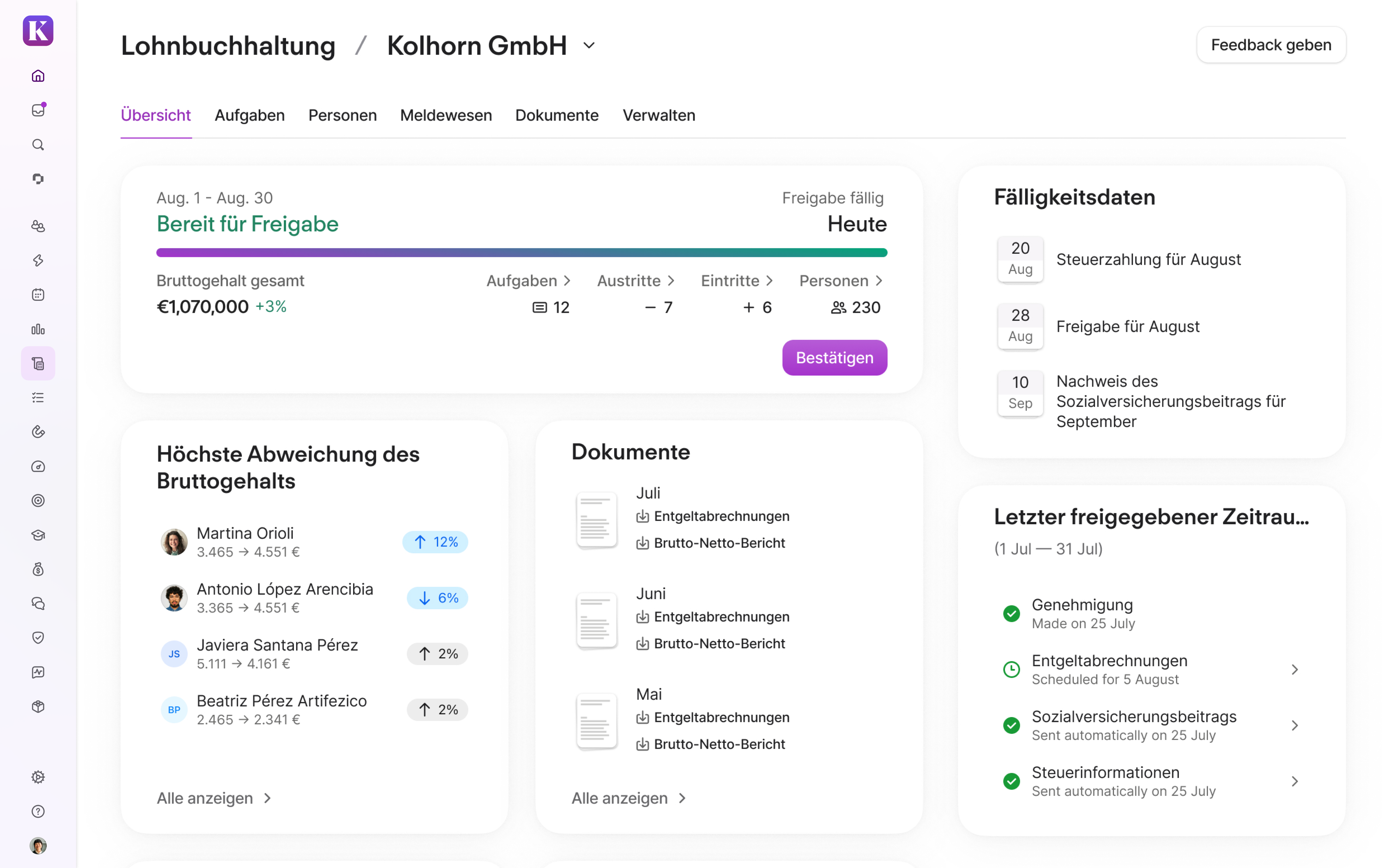 Personio Payroll - Alle Daten auf Anhieb korrekt.