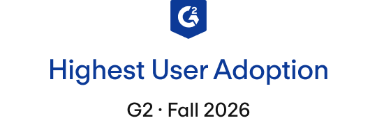 G2 badge for Highest User Adoption, featuring the G2 logo in blue.