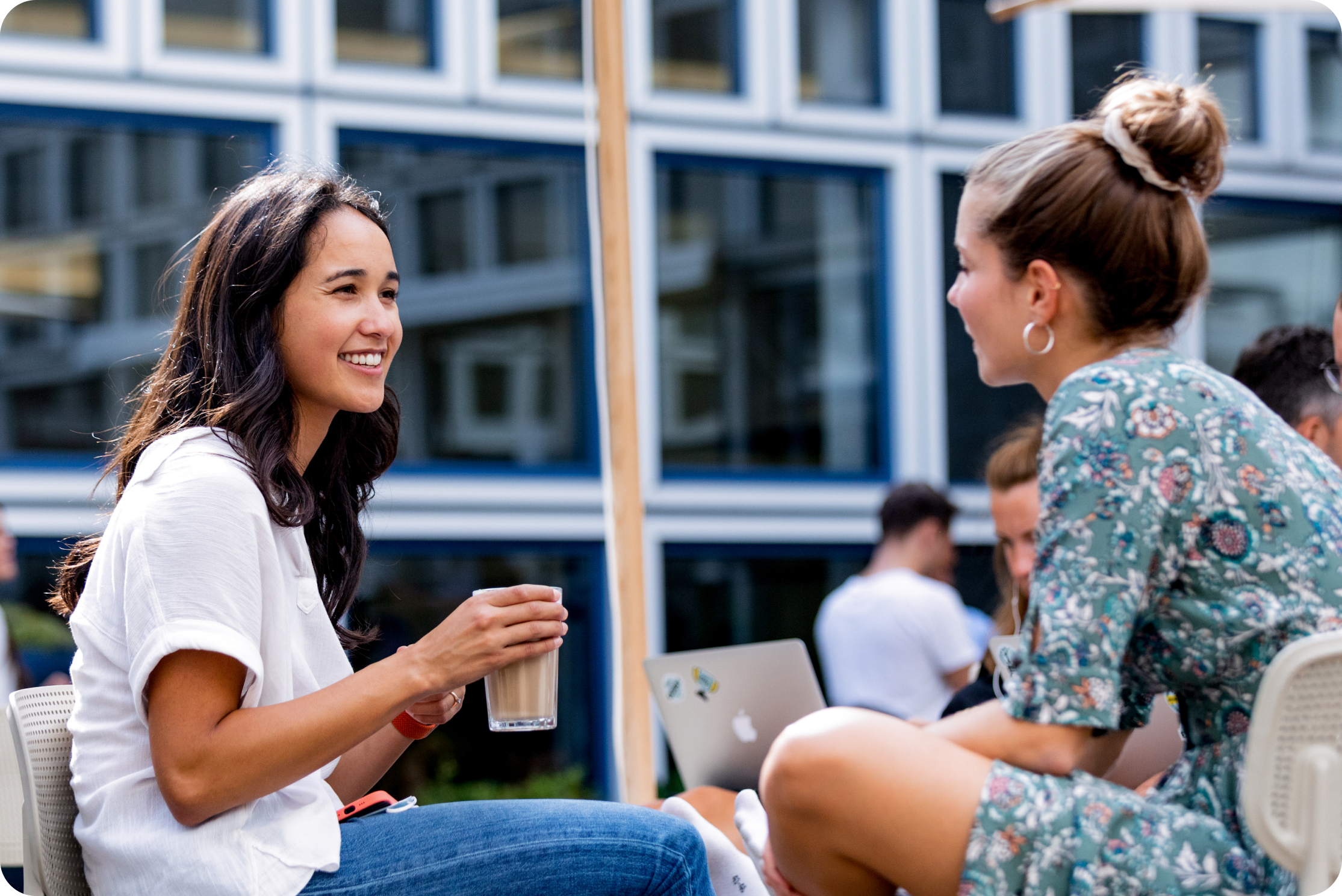 Drinking coffee on terrace