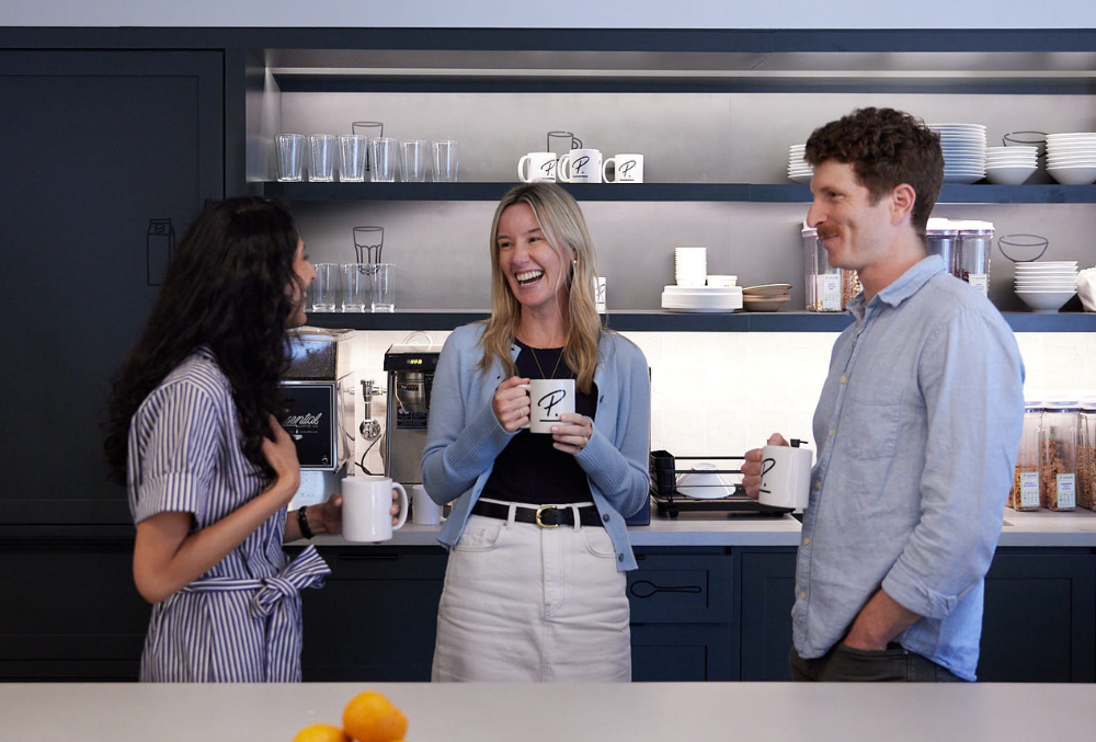 Employees in NYC coffee area