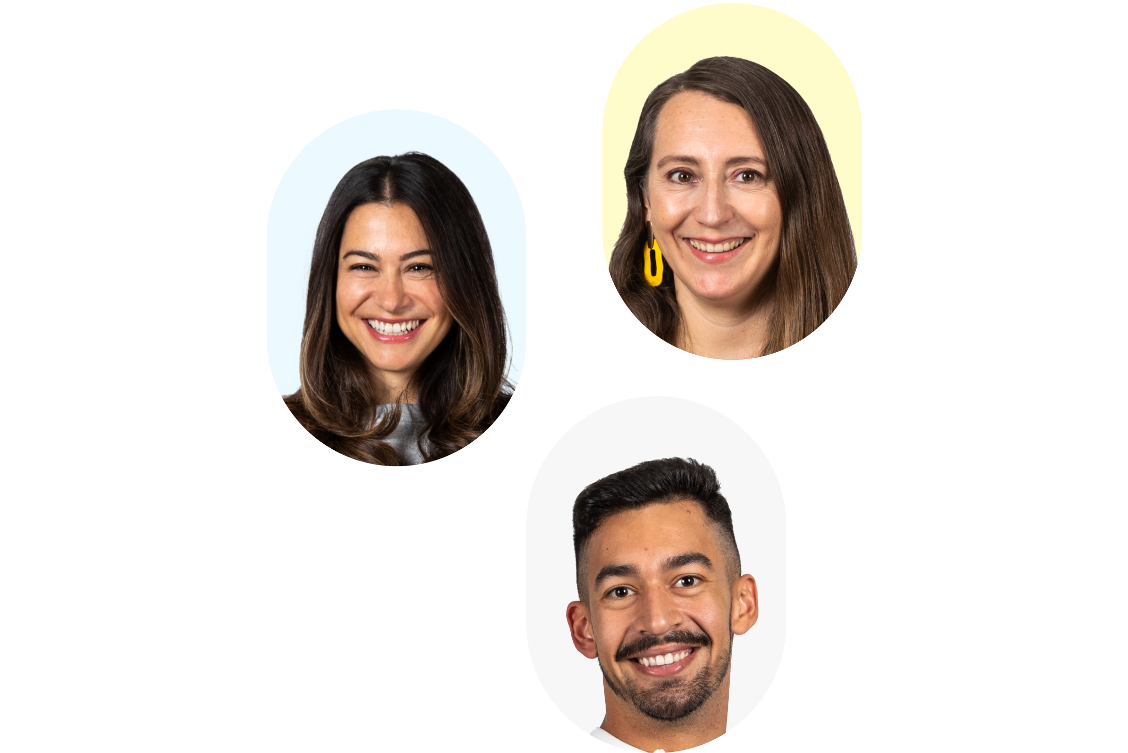 Three headshot portraits in a group