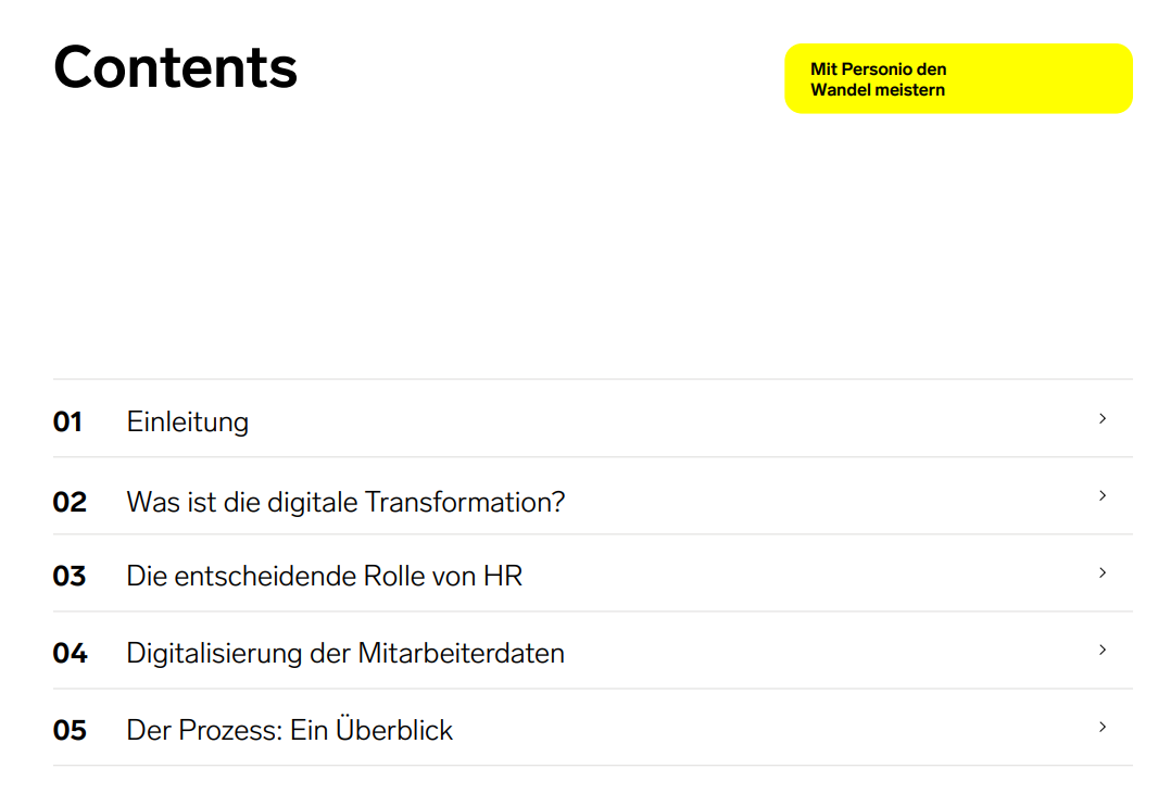Inhalte des Leitfadens zur digitalen HR-Transformation