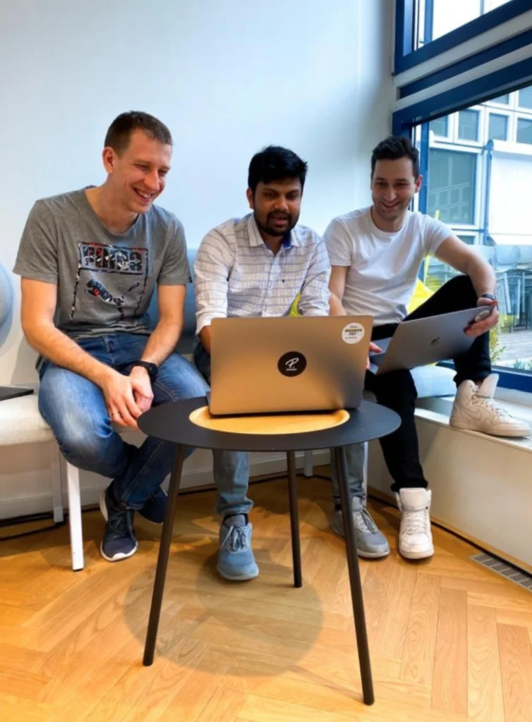 Working with teammates in the Munich office.