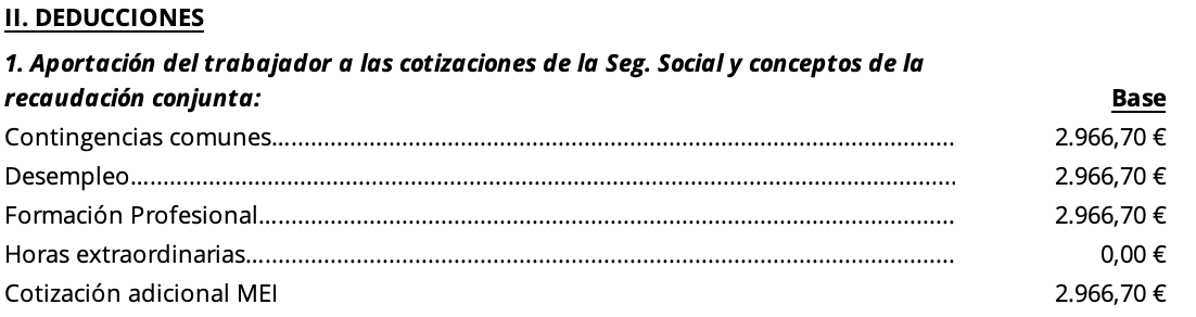 Ejemplo de deducciones en una plantilla de nómina en Excel