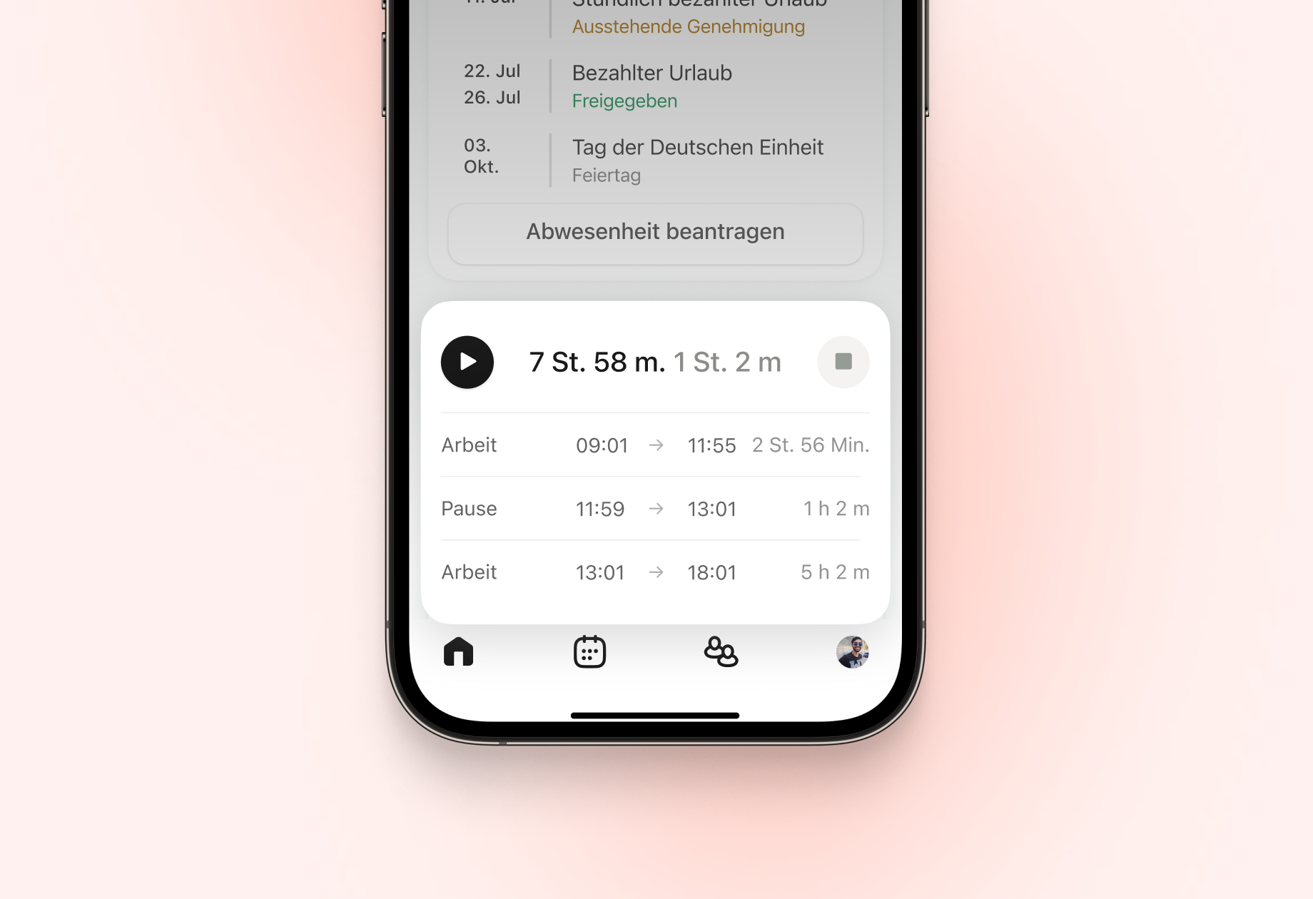 Mobile App: Track time from anywhere