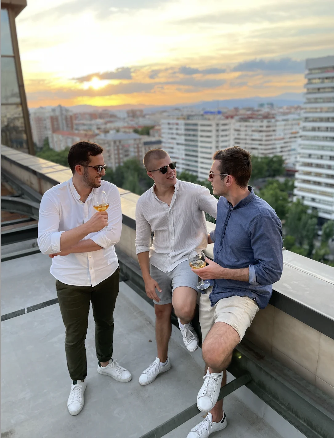 At the terrace in the Madrid office.