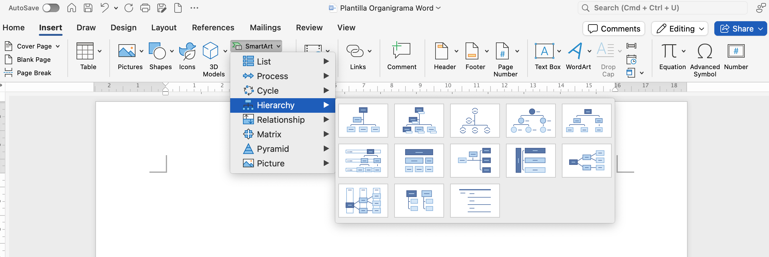 Plantilla word organigrama