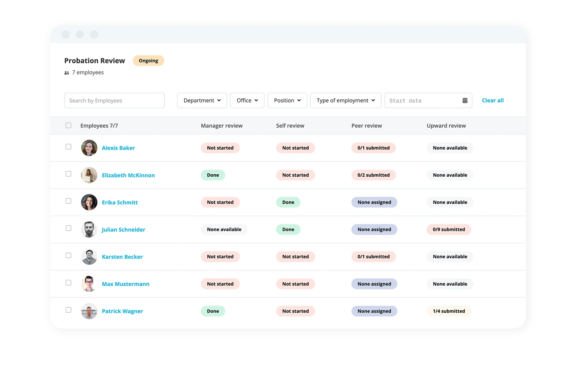 personio performance review dashboard